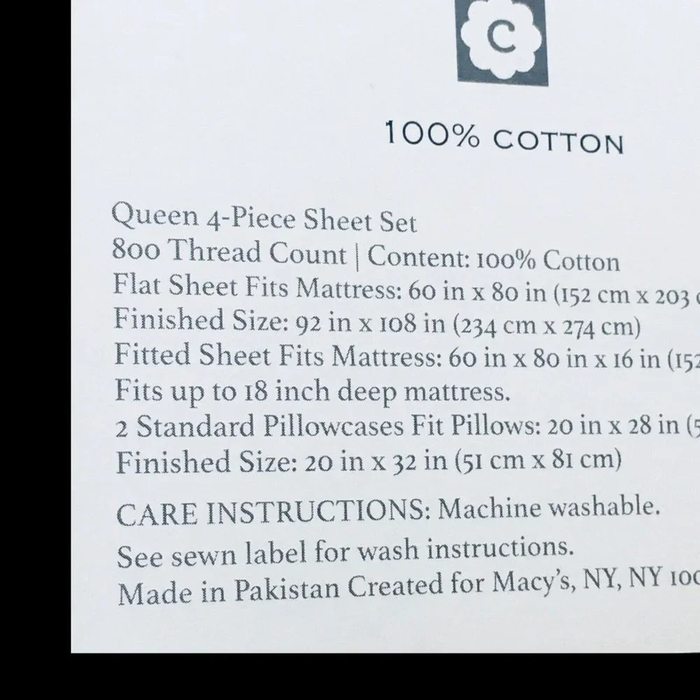 new POOL BLUE Charter Club Sleep Luxe 800 TC 100% Cotton Sateen QUEEN Sheet Set